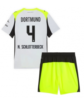 Billige Fotballdrakt Borussia Dortmund Nico Schlotterbeck #4 Replika Bortedraktsett Barn 2025-26 Kortermet (med bukser)